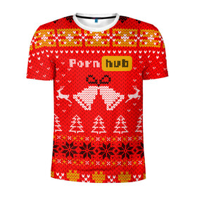 Мужская футболка 3D спортивная с принтом Pornhub рождественский свитер в Новосибирске, 100% полиэстер с улучшенными характеристиками | приталенный силуэт, круглая горловина, широкие плечи, сужается к линии бедра | 2021 | christmas | knit | knitted | merch | new year | sweater | ugly sweater | вязанный | вязяный | зимний | лого | логотип | мерч | новый год | олени | рождественский | рождество