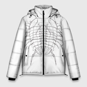 Мужская зимняя куртка 3D с принтом трилобит агрессивный в Новосибирске, верх — 100% полиэстер; подкладка — 100% полиэстер; утеплитель — 100% полиэстер | длина ниже бедра, свободный силуэт Оверсайз. Есть воротник-стойка, отстегивающийся капюшон и ветрозащитная планка. 

Боковые карманы с листочкой на кнопках и внутренний карман на молнии. | Тематика изображения на принте: агрессия | доисторические животные | жуткие животные | насекомые | палеонтология | трилобиты