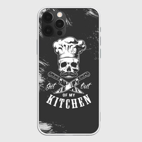 Чехол для iPhone 12 Pro Max с принтом Уходи с моей кухни в Новосибирске, Силикон |  | кости | кость | кухня | кухонное | надписи | надпись | нож | ножи | повар | прикольное | скелет | скелеты | череп | черепа | шеф повар