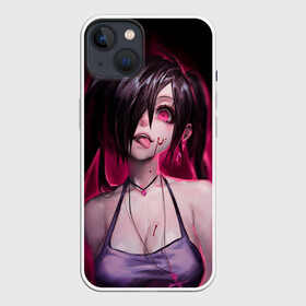 Чехол для iPhone 13 с принтом Play with me в Новосибирске,  |  | Тематика изображения на принте: anime | evil | girl | аниме | больная | вредная | глаз | глаза | глазки | грудь | девочка | девушка | злая | псих | чокер | чокнутая | язык | язычок