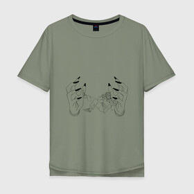 Мужская футболка хлопок Oversize с принтом Jujutsu Kaisen Itadori в Новосибирске, 100% хлопок | свободный крой, круглый ворот, “спинка” длиннее передней части | hand | itadori | sukuna | итадори | магическая битва | руки | сукуна