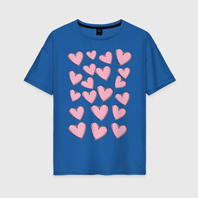 Женская футболка хлопок Oversize с принтом Маленькие сердца в Новосибирске, 100% хлопок | свободный крой, круглый ворот, спущенный рукав, длина до линии бедер
 | любовь | милость | простота | розовый | сердце