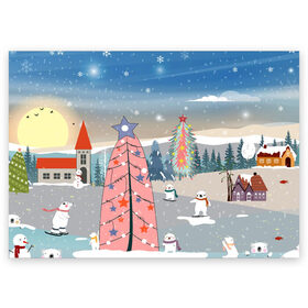 Поздравительная открытка с принтом Новогоднее настроение в Новосибирске, 100% бумага | плотность бумаги 280 г/м2, матовая, на обратной стороне линовка и место для марки
 | 
