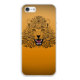 Чехол для iPhone 5/5S матовый с принтом Леопард в Новосибирске, Силикон | Область печати: задняя сторона чехла, без боковых панелей | Тематика изображения на принте: big cat | cat | leopard | кот | кошка | леопард
