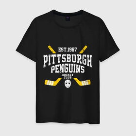 Мужская футболка хлопок с принтом Pittsburgh Penguins в Новосибирске, 100% хлопок | прямой крой, круглый вырез горловины, длина до линии бедер, слегка спущенное плечо. | hockey | nhl | penguins | pittsburg | pittsburgh | pittsburgh penguins | usa | нхл | пингвинз | питтсбург | питтсбург пингвинз | спорт | сша | хоккей | шайба