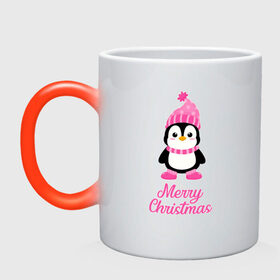 Кружка хамелеон с принтом Пингвин в Новосибирске, керамика | меняет цвет при нагревании, емкость 330 мл | 2021 | merry christmas | белка | год быка | дед мороз | детская | дух  рождества | дух нового года | енот | животное | лиса | милый пингвин | новогодняя | пенгвин | пингвин | пингвиненок | пингвины | праздник
