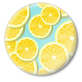 Значок с принтом лимончики в Новосибирске,  металл | круглая форма, металлическая застежка в виде булавки | еда | лимон | фрукты | цитрусы