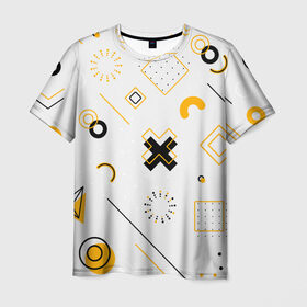 Мужская футболка 3D с принтом узоры в Новосибирске, 100% полиэфир | прямой крой, круглый вырез горловины, длина до линии бедер | Тематика изображения на принте: крестик | круг | полоски | разноцветные | стрелки | точка | узоры