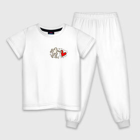 Детская пижама хлопок с принтом Heart в Новосибирске, 100% хлопок |  брюки и футболка прямого кроя, без карманов, на брюках мягкая резинка на поясе и по низу штанин
 | влюбленные | красный | люди | минимализм | отношения | рисунок | сердечко | страсть | человечки