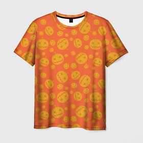 Мужская футболка 3D с принтом Helloween Pumpkin - Хеллоуин в Новосибирске, 100% полиэфир | прямой крой, круглый вырез горловины, длина до линии бедер | helloween | orange | pumpkin | оранжевый | тыквы | хеллоуин