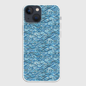 Чехол для iPhone 13 mini с принтом Море волнуется в Новосибирске,  |  | foam | gradient | ocean | pattern | sea | water | waves | вода | волны | градиент | море | океан | пена | узор