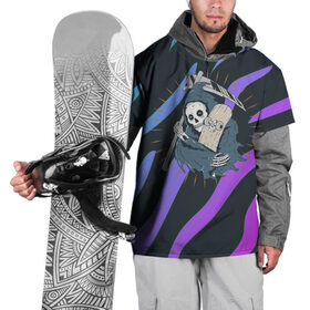 Накидка на куртку 3D с принтом Skate or die в Новосибирске, 100% полиэстер |  | Тематика изображения на принте: skate | style | дизайнерское | для скейтеров | коса | скейт | скейтерское | скелет | стильное | хипстерское | череп | черепа