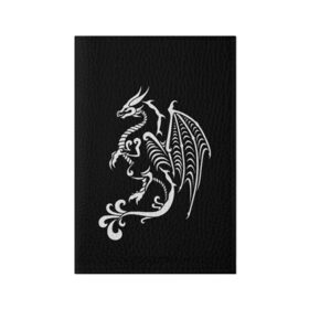 Обложка для паспорта матовая кожа с принтом Дракон тату в Новосибирске, натуральная матовая кожа | размер 19,3 х 13,7 см; прозрачные пластиковые крепления | белое на чёрном | восток | дракон | драконы | мифические существа | татуировка дракон | татуировки | узоры