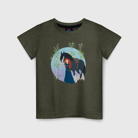 Детская футболка хлопок с принтом Brave в Новосибирске, 100% хлопок | круглый вырез горловины, полуприлегающий силуэт, длина до линии бедер | brave | merida | pixar | vdzabma | мерида | пиксар | храбрая | храбрая сердцем