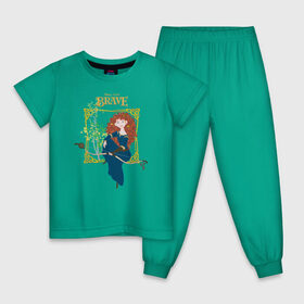Детская пижама хлопок с принтом Храбрая Сердцем в Новосибирске, 100% хлопок |  брюки и футболка прямого кроя, без карманов, на брюках мягкая резинка на поясе и по низу штанин
 | brave | merida | pixar | vdzabma | мерида | пиксар | храбрая | храбрая сердцем