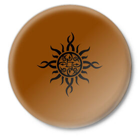 Значок с принтом Тату солнце в Новосибирске,  металл | круглая форма, металлическая застежка в виде булавки | Тематика изображения на принте: 