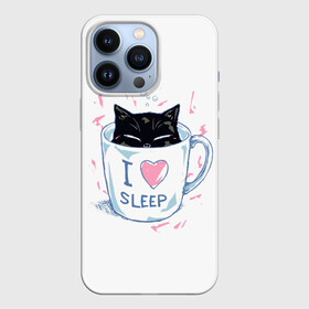 Чехол для iPhone 13 Pro с принтом Я Люблю Спать в Новосибирске,  |  | Тематика изображения на принте: cat | cats | coffee | i | love | nekoffee | night | sleep | вечер | жарко | зима | кот | котенок | котик | котэ | котяра | котята | кофе | кошка | люблю | любовь | нежное | нежный | ночь | сон | спать | тепло | холод | холодно | я