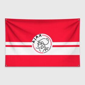 Флаг-баннер с принтом AJAX AMSTERDAM в Новосибирске, 100% полиэстер | размер 67 х 109 см, плотность ткани — 95 г/м2; по краям флага есть четыре люверса для крепления | ajax | amsterdam | football | holland | red | sport | team | white | амстердам | аякс | гол | голландия | красный | логотип | мяч | нидерланды | полосы | спорт | футбол