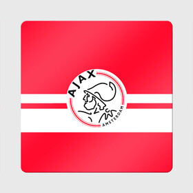 Магнит виниловый Квадрат с принтом AJAX AMSTERDAM в Новосибирске, полимерный материал с магнитным слоем | размер 9*9 см, закругленные углы | ajax | amsterdam | football | holland | red | sport | team | white | амстердам | аякс | гол | голландия | красный | логотип | мяч | нидерланды | полосы | спорт | футбол
