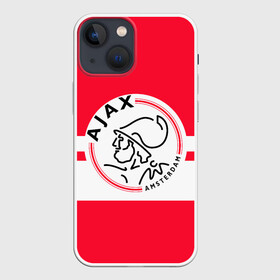 Чехол для iPhone 13 mini с принтом AJAX AMSTERDAM в Новосибирске,  |  | ajax | amsterdam | football | holland | red | sport | team | white | амстердам | аякс | гол | голландия | красный | логотип | мяч | нидерланды | полосы | спорт | футбол