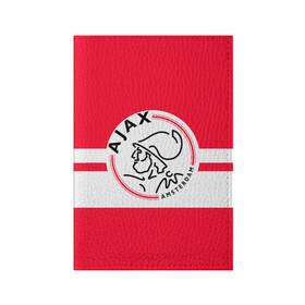 Обложка для паспорта матовая кожа с принтом AJAX AMSTERDAM в Новосибирске, натуральная матовая кожа | размер 19,3 х 13,7 см; прозрачные пластиковые крепления | ajax | amsterdam | football | holland | red | sport | team | white | амстердам | аякс | гол | голландия | красный | логотип | мяч | нидерланды | полосы | спорт | футбол