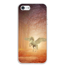 Чехол для iPhone 5/5S матовый с принтом Единорог в Новосибирске, Силикон | Область печати: задняя сторона чехла, без боковых панелей | единорог | единороги | животное | животные | кони | конь | крылья | крыльями | лес | лесной | лесные | лошади | лошадь | осенний | осень | пигас | пигасы