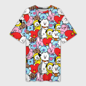 Платье-футболка 3D с принтом BT21   BTS в Новосибирске,  |  | army | bt 21 | bt21 | bts | chimmy | cooky | koya | mang | rj | shooky | tata | van | арджей | бт21 | бтс | ван | коя | куки | манг | тата | чими | шоки