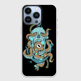 Чехол для iPhone 13 Pro с принтом ЧЕРЕП И ЩУПАЛЬЦА в Новосибирске,  |  | sea | skull | tantecls | water | вода | глаз | голова | море | морская | океан | осьминог | череп | щупальца | якорь