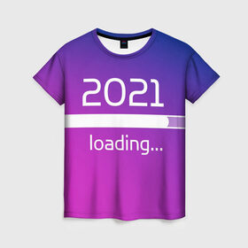 Женская футболка 3D с принтом Новый год 2021 в Новосибирске, 100% полиэфир ( синтетическое хлопкоподобное полотно) | прямой крой, круглый вырез горловины, длина до линии бедер | 