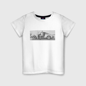 Детская футболка хлопок с принтом Porshe в Новосибирске, 100% хлопок | круглый вырез горловины, полуприлегающий силуэт, длина до линии бедер | 911 | porshe | гоночный автомобиль | девушка и авто | немецкий автомобиль | порш