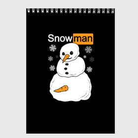 Скетчбук с принтом Снеговик в Новосибирске, 100% бумага
 | 48 листов, плотность листов — 100 г/м2, плотность картонной обложки — 250 г/м2. Листы скреплены сверху удобной пружинной спиралью | Тематика изображения на принте: 2021 | brazzers | christmas | happy new year | marry christmas | marry x mas | new year | snow | snowman | winter | бразерс | браззерс | новогодний | новогодний свитер | новый год | пошлый | праздничный | снег | сне