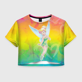 Женская футболка Crop-top 3D с принтом Tinker Bell Rainbow в Новосибирске, 100% полиэстер | круглая горловина, длина футболки до линии талии, рукава с отворотами | Тематика изображения на принте: peter pan | tink | tinker bell | динь | динь диинь | питер пен | питер пэн