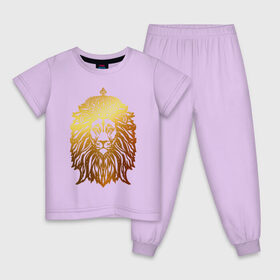 Детская пижама хлопок с принтом Лев в Новосибирске, 100% хлопок |  брюки и футболка прямого кроя, без карманов, на брюках мягкая резинка на поясе и по низу штанин
 | horoscope | king | leo | lion | астрология | гороскоп | знак зодиака | император | июль | король | корона | лев | месяц рождения | подарок для льва | правитель | царь