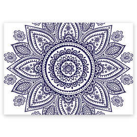 Поздравительная открытка с принтом Хнойный цветок в Новосибирске, 100% бумага | плотность бумаги 280 г/м2, матовая, на обратной стороне линовка и место для марки
 | арт | вектис | вектор | рисунок | синий | хна | хной | хноя | цветок