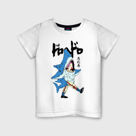 Детская футболка хлопок с принтом DOROHEDORO в Новосибирске, 100% хлопок | круглый вырез горловины, полуприлегающий силуэт, длина до линии бедер | anime | dorohedoro | ebisu | manga | акула | аниме | дорохедоро | манга | эбису