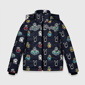 Зимняя куртка для мальчиков 3D с принтом PlayBoy x Among Us monogram в Новосибирске, ткань верха — 100% полиэстер; подклад — 100% полиэстер, утеплитель — 100% полиэстер | длина ниже бедра, удлиненная спинка, воротник стойка и отстегивающийся капюшон. Есть боковые карманы с листочкой на кнопках, утяжки по низу изделия и внутренний карман на молнии. 

Предусмотрены светоотражающий принт на спинке, радужный светоотражающий элемент на пуллере молнии и на резинке для утяжки | among us | fire | game | monogram | playboy | street style | top