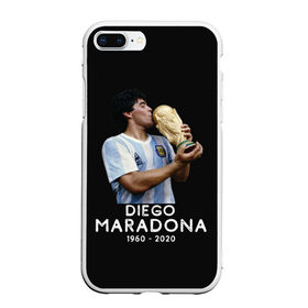 Чехол для iPhone 7Plus/8 Plus матовый с принтом Diego Maradona в Новосибирске, Силикон | Область печати: задняя сторона чехла, без боковых панелей | 10 | 1960 | 2020 | argentina | barcelona | diego | football | legend | leo | lionel | maradona | messi | retro | rip | soccer | аргентина | барселона | бога | диего | легенда | лионель | марадона | месси | мяч | ретро | рука | форма | футбол