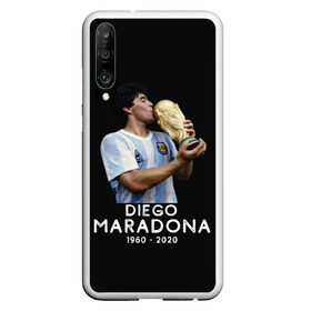 Чехол для Honor P30 с принтом Diego Maradona в Новосибирске, Силикон | Область печати: задняя сторона чехла, без боковых панелей | 10 | 1960 | 2020 | argentina | barcelona | diego | football | legend | leo | lionel | maradona | messi | retro | rip | soccer | аргентина | барселона | бога | диего | легенда | лионель | марадона | месси | мяч | ретро | рука | форма | футбол