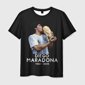 Мужская футболка 3D с принтом Diego Maradona в Новосибирске, 100% полиэфир | прямой крой, круглый вырез горловины, длина до линии бедер | 10 | 1960 | 2020 | argentina | barcelona | diego | football | legend | leo | lionel | maradona | messi | retro | rip | soccer | аргентина | барселона | бога | диего | легенда | лионель | марадона | месси | мяч | ретро | рука | форма | футбол