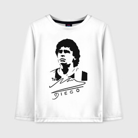 Детский лонгслив хлопок с принтом Diego Maradona в Новосибирске, 100% хлопок | круглый вырез горловины, полуприлегающий силуэт, длина до линии бедер | 10 | 1960 | 2020 | argentina | barcelona | diego | football | legend | leo | lionel | maradona | messi | retro | rip | soccer | автограф | аргентина | барселона | бога | диего | легенда | лионель | марадона | месси | мяч | ретро | роспись | р