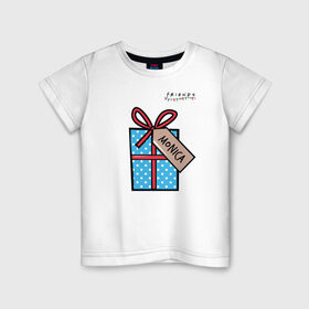 Детская футболка хлопок с принтом Friends. Подарок Monica в Новосибирске, 100% хлопок | круглый вырез горловины, полуприлегающий силуэт, длина до линии бедер | christmas | friends | gift | monica | vdkarsve | xmas | друзья | новый год | подарок | сериал