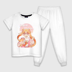 Детская пижама хлопок с принтом Sailor Moon Coffee в Новосибирске, 100% хлопок |  брюки и футболка прямого кроя, без карманов, на брюках мягкая резинка на поясе и по низу штанин
 | anime | animegirl | cute | kavai | kavaii | madara | manga | sailor | sailorchibimoon | sailorjupiter | sailormars | sailormercury | sailormoon | sailormooncrystal | sailorvenus | usagi | usagitsukino | аниме | анимесейлормун | каваи | сейлормун