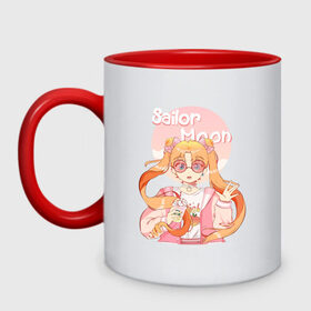 Кружка двухцветная с принтом Sailor Moon Coffee в Новосибирске, керамика | объем — 330 мл, диаметр — 80 мм. Цветная ручка и кайма сверху, в некоторых цветах — вся внутренняя часть | Тематика изображения на принте: anime | animegirl | cute | kavai | kavaii | madara | manga | sailor | sailorchibimoon | sailorjupiter | sailormars | sailormercury | sailormoon | sailormooncrystal | sailorvenus | usagi | usagitsukino | аниме | анимесейлормун | каваи | сейлормун