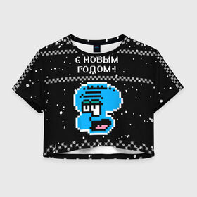Женская футболка Crop-top 3D с принтом С новым годом Патрик! в Новосибирске, 100% полиэстер | круглая горловина, длина футболки до линии талии, рукава с отворотами | 