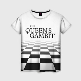 Женская футболка 3D с принтом ХОД КОРОЛЕВЫ в Новосибирске, 100% полиэфир ( синтетическое хлопкоподобное полотно) | прямой крой, круглый вырез горловины, длина до линии бедер | chess | netflix | the queens gambit | бет хармон | нетфликс | ход королевы | шахматистка. | шахматы