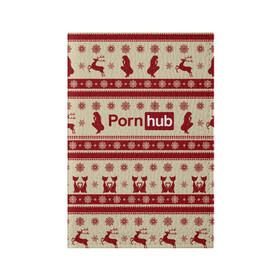 Обложка для паспорта матовая кожа с принтом Pornhub(Новый год) в Новосибирске, натуральная матовая кожа | размер 19,3 х 13,7 см; прозрачные пластиковые крепления | Тематика изображения на принте: год | новый | рождественскую коллекцию