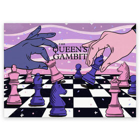 Поздравительная открытка с принтом The Queens Gambit в Новосибирске, 100% бумага | плотность бумаги 280 г/м2, матовая, на обратной стороне линовка и место для марки
 | Тематика изображения на принте: beth harmon | chess | queens gambit | the queens gambit | аня тейлор джой | бет хармон | нетфликс | ход королевы | шахматы