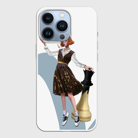 Чехол для iPhone 13 Pro с принтом Ход Королевы в Новосибирске,  |  | Тематика изображения на принте: beth harmon | chess | queens gambit | the queens gambit | аня тейлор джой | бет хармон | нетфликс | ход королевы | шахматы