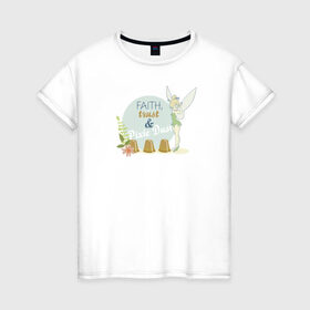 Женская футболка хлопок с принтом Pixie & Dust в Новосибирске, 100% хлопок | прямой крой, круглый вырез горловины, длина до линии бедер, слегка спущенное плечо | peter pan | tink | tinker bell | динь | динь диинь | питер пен | питер пэн