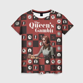 Женская футболка 3D с принтом Ход королевы / The Que в Новосибирске, 100% полиэфир ( синтетическое хлопкоподобное полотно) | прямой крой, круглый вырез горловины, длина до линии бедер | Тематика изображения на принте: gambit | the queens 